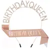 Diadema de fiesta de cumpleaños transfronteriza, Cinturón de cumpleaños Reina de Cumpleaños Reina de Cumpleaños Diadema para el Cabello Cinturón para el Hombro traje
