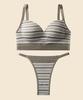 Sujetador tipo tanga con espalda descubierta, sexy, de talla grande, con rayas francesas, cómodo, sin aro de acero y hebilla trasera para mujer