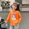 Camiseta Base de Algodón Puro para Bebé Niña Adorable Otoño Moda Estilo Primavera y Otoño Moda Coreana Dibujo Animado Estampado Camiseta de Manga Larga para Niña