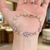 Pulseira de Flor Deslumbrante de Alto Padrão para Primavera e Verão Inspirada em Dopamina Joia Acessório Exquisito de Luxo Cravejado com Diamantes