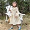 [Estilo Gran Venta] Vestido de Princesa Coreano de Encaje y Malla con Cuello de Muñeca de Manga Larga para Niñas