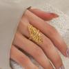 Yiwu Pequeños Productos Estilo Simple Joyería Personalizada de Moda Acero Inoxidable Chapado en Oro de 18K Anillo Nicho Joyería de Alta Gama
