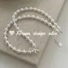 Estilo Coreano Primavera Estilo Ins Joyería de Plata Plata de Ley S925 Doble Capa Hueco Lazo Perla Cadena para Clavícula