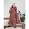 Novo Cardigan Artístico de Xadrez Outonal de Botão Único Vestido de Manga Longa Solto Tamanho Plus Cintura Marcada com Cinto Saia Longa