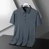 Camisa Polo Sin Costuras de Seda de Hielo para Hombre Verano Solapa Manga Corta Ligera Transpirable Casual de Negocios Color Sólido Elástica Media Manga