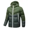 Chaqueta de algodón de invierno transfronteriza para hombre 2024, chaqueta casual de moda con capucha acanalada ajustada para hombre, delgada y elegante
