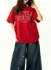 Camiseta Retro Americana con Letras de Perlas de Manga Corta para Hombres y Mujeres, Verano, Algodón Puro de Peso Pesado, Corte Holgado, Fresca, Estilo High Street para Parejas