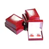 Caja Roja para Gemelos, Caja de Regalo de Terciopelo de Alta Gama, Caja de Empaque para Pendientes, Caja de Almacenamiento de Joyería con Tapa abatible y Patrón de Cocodrilo