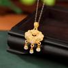 Yilu plata S999 plata pura chapado en oro perla de agua dulce moda nacional esmalte Loto Ruyi candado colgante elegante colgante que combina con todo