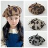 Venta Caliente Transfronteriza Otoño e Invierno Boina Infantil Estilo Retro Americano Sombrero de Pintor Estampado de Leopardo Cepillado Sombrero de Calabaza Navideño