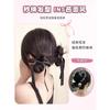 Diadema Artificial con Moño para Mujer Trenza de Cabello Real Cinta Popular Moño Lazo Broche Trenza Moño de Cabello