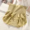 Ropa interior sin costuras de talle alto para mujer, que aprieta el abdomen y levanta los glúteos, Fondo antibacteriano de seda de morera, Braguitas transpirables de alta elasticidad con ribete de encaje para mujer