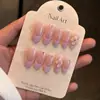 Uñas Postizas con Strass de Venta Caliente Transfronterizas, Estilo Francés, Arte de Uñas Dulce y Fresco con Forma de Almendra, Uñas Postizas Hechas a Mano Color Nude con Strass