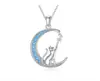 Europa y Estados Unidos populares transfronterizos nuevas joyas personalidad simple luna gato lindo gato flor pendientes femeninos fabricantes al por mayor