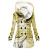 Gabardina de invierno para mujer, abrigo con capucha y estampado a cuadros 3D grueso, estilo europeo y americano, venta al por mayor, 2023