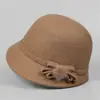 Nuevo Sombrero de Lana de Ala Corta para Madre, Elegante y Elegante, Sombreros para Personas de Mediana Edad y Mayores, Sombreros Tipo Cubeta de Moda y Cálidos para Otoño e Invierno