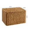 Caixa de Armazenamento Estilo Europeu Caixa para Roupas de Quarto com Tampa Cesta de Armazenamento Trançada em Rattan Cesta de Armazenamento para Guarda-Roupa com Tampa