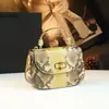 Bolso de Noche con Estampado de Serpiente, Elegante Bolso tipo Silla de Montar, Nuevo Modelo 2025, Moderno y Exquisito, de Hombro Único y Cruzado, Bolso de Mujer de Cuero Genuino de Alta Gama