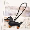 Promoção Quente Pingente de Cachorro Dachshund Acessórios para Bolsa Couro de Alta Qualidade Pendente para Carro Corda de Couro Pendente de Chave Cachorro Cartoon Ins