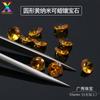 La fábrica de Wuzhou suministra directamente una gema sintética nano redonda amarilla de 0,8 a 10 mm, de color amarillo dorado intenso, piedra desnuda resistente a altas temperaturas.