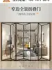 Puerta Corredera de Tres Vínculos de Aleación de Aluminio para Cocina Beijing Balcón Sala de Estar Mampara de Vidrio Riel Colgante Puerta Corredera Plegable Pd