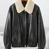 Chaqueta de Piel Genuina Nueva para Mujer Estilo Li Qin Otoño e Invierno 2026, Corta de Piel de Oveja con Cuello de Lana Desmontable y Abrigo de Plumas de Ganso