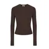 /Camisa de Manga Larga Moxi Queen para Mujer, Camisa Básica Ajustada, Top de Cuello Redondo
