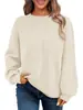 2025 Jaqueta Suéter Pulôver Texturizado Gola Redonda Jacquard Tricotado Outono e Inverno Transfronteiriço Amazon Roupas Quentes Femininas