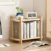 Escritorio de oficina para estudiantes en casa, estantería de almacenamiento multicapa simple, estante pequeño de madera maciza, estantería minimalista para escritorio