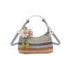 Bolsa Pequena de Palha Tecida de Designer para Mulheres 2025 Novo Estilo Bolsa Transversal Tecida de Férias Moda Versátil Balde de Praia Bolsa de Ombro