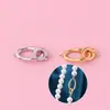 Anillo de Forma Especial Ovalado Chapado en Oro Blanco Puro S925 Puerto de Conexión de Botón Material para Collar Pulsera de Perlas con Cuentas DIY