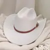 Chapéu de Cowboy Ocidental de Aba Larga com Chapéu de Aba Curva com Cinto de Padrão Lichia, Estilo Novo, Chapéu de Uma Peça, Transfronteiriço Amazon, Masculino e Feminino