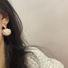 Pendientes de peluche con forma de aguja de plata S925 para otoño e invierno, estilo coreano, con borlas y bolas de pelo de Chanel, para mujer.