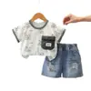 Traje de Verano con Estampado de Oso Estrella con Mangas Cortas para Bebé Niño 2026 Ropa de Verano para Bebé Conjunto de Dos Piezas para Niños Tendencia