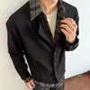 Camisa de manga comprida com gola, estilo duas peças falsas, para primavera e outono, para homens e mulheres, jaqueta cardigã de tricô cleanfit, estilo old money