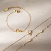 Wanxing Acero Inoxidable Chapado en Oro 18K Europeo y Americano Zirconia Corazón de Amor Pulsera Apilable Set de Diseñador para Mujer Venta al por Mayor