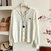 Cardigan Fino de Tricô de Caxemira com Bordado de Pégaso Solto Camada Base para Mulheres Outono/Inverno Top Solto Emagrecedor de Lã