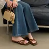 Sandalias Chuyuji estilo francés, versátiles para el día a día, con punta abierta y tacón grueso, cómodas para vacaciones en la playa, fáciles de poner