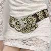 Cinturón elástico de piel sintética para mujer, con cintura ancha y empalme de diamantes de imitación, ideal para abrigos y faldas.