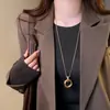 Nuevo Collar con Colgante Redondo Diseño de Nicho Simple Lujo Ligero Sensación de Alta Gama Cadena para la Clavícula Temperamento Versátil Accesorios para Collares Venta al por Mayor