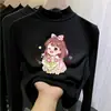 Nova camada de base térmica da moda e tendência outono/inverno para crianças, gola alta meia-manga para meninas, top quente e casual para crianças mais velhas