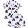 Pijama infantil de estilo europeo y americano transfronterizo, con solapa, estampado de Halloween, manga corta, tejido ignífugo, conjunto transpirable para casa al por mayor