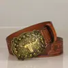 Cinturón Nuevo de Cuero Repujado para Hombre con Cabeza de Toro Grande, Moderno Tendencia Casual Versátil Estilo Coreano Personalizado Material PU Occidental Vaca