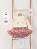 Suéter Cardigan de Punto para Niños Otoño e Invierno Lazo Bola de Pelo Linda Ropa Exterior Traje de Falda Tutú Falda de Malla de Princesa para Mujeres