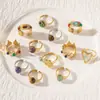 Anillo Taina de Acero Inoxidable Europeo y Americano Lujo Accesible Gama Alta Incrustaciones de Piedra Natural Colorida Anillo de Acero de Titanio Joyería de Nicho Femenina