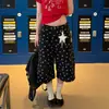 Jeans Curto Estampado Completo de Bolinhas Retrô Americano Masculino e Feminino Verão Novo Solto Reto Versátil de Perna Larga Tendência