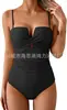 Aliexpress Amazon Popular Europeo y Americano Multicolor Talla Grande Una Pieza Cruzado Bolso Duro Plegado Push-Up Adelgazante Traje de Baño para Mujer