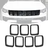 Rejilla Frontal Modificada para Coche de Venta Caliente Transfronteriza Adecuada para Jeep Compass 17-20 Rejilla Central Círculo Brillante Red Anti-Insectos Piezas Decorativas