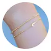 Comercio Transfronterizo Europeo y Americano Colgante de 26 Letras Pulsera en Capas con Cuentas Pulsera de Cadena Delgada de Doble Capa de Acero Inoxidable Simple y Versátil