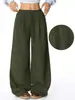 Moda Feminina Amazon Outono/Inverno 2025 Estilo Preguiçoso Calça de Cintura Alta Casual Versátil Caimento Fluido Cordão Calça de Pernas Largas